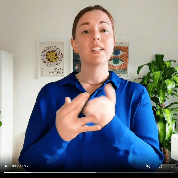 Bec signing to camera in her National Week of Deaf People video